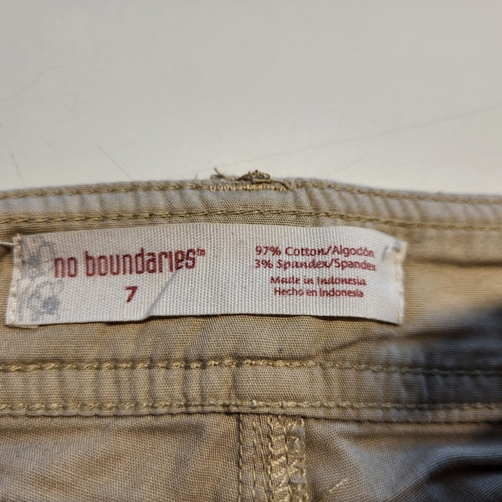 No Boundaries Vintage Ruched Cargo Shorts Tan/ Beige Juniors Sz 7 - Picture 10 of 10